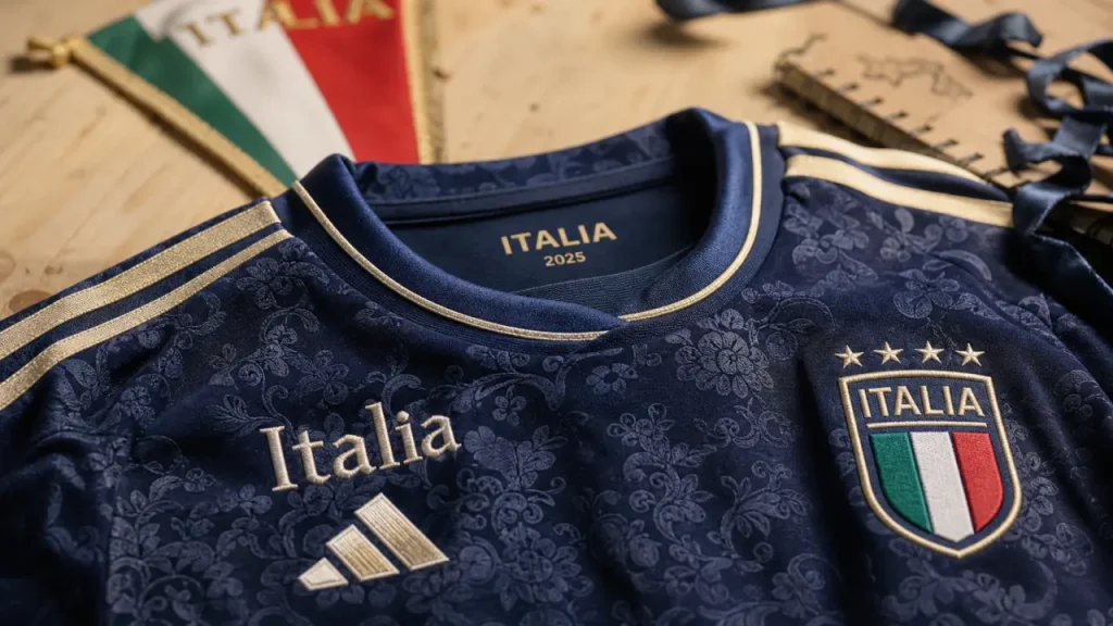 Maillot Italie femme extérieur 2025, un modèle floral avec AEROREADY et blason brodé