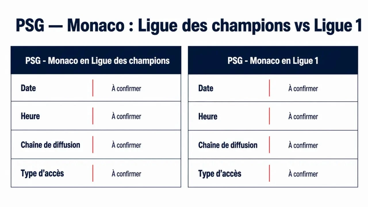 Où regarder Paris Saint-Germain - AS Monaco selon la compétition et la chaîne de diffusion