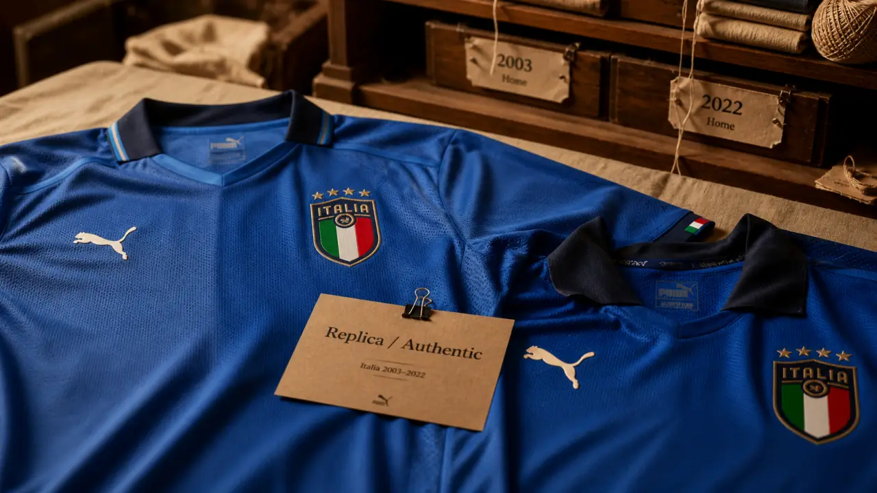 Maillot Italie Puma 2003–2022 : Replica vs Authentic (photo atelier)