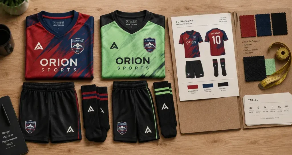 Un jeu de maillot de football se choisit sur le contenu, le réassort et la personnalisation